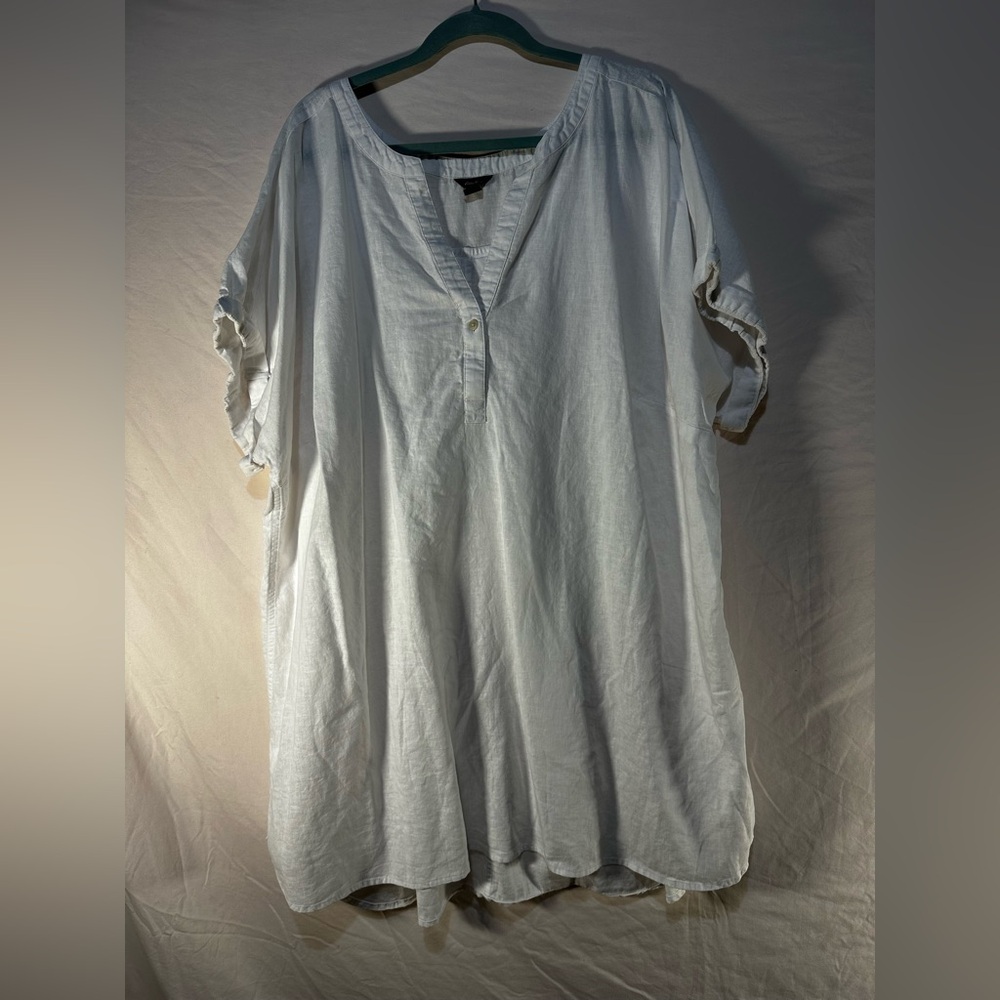 Eddie Bauer Linen Short Sleeve Tunic Shirt Size 3X